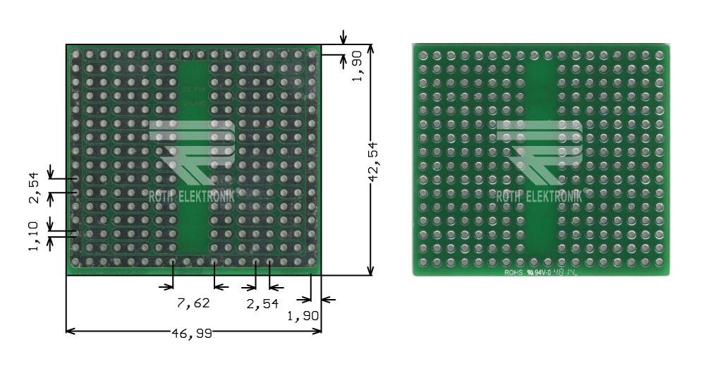 Roth Elektronik RE944-S2 Bread Board 28-Pin-Sockel 46,99 x 42,54 mm