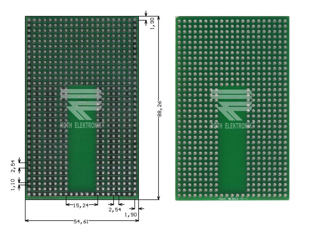 Roth Elektronik RE945-S3 Bread Board 40-Pin-Sockel 54,61 x 88,26 mm