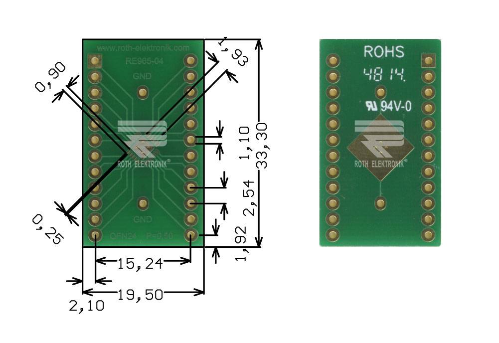 Roth Elektronik RE965-04 Adapter QFN24 P=0,40 mm RM 2,54 mm