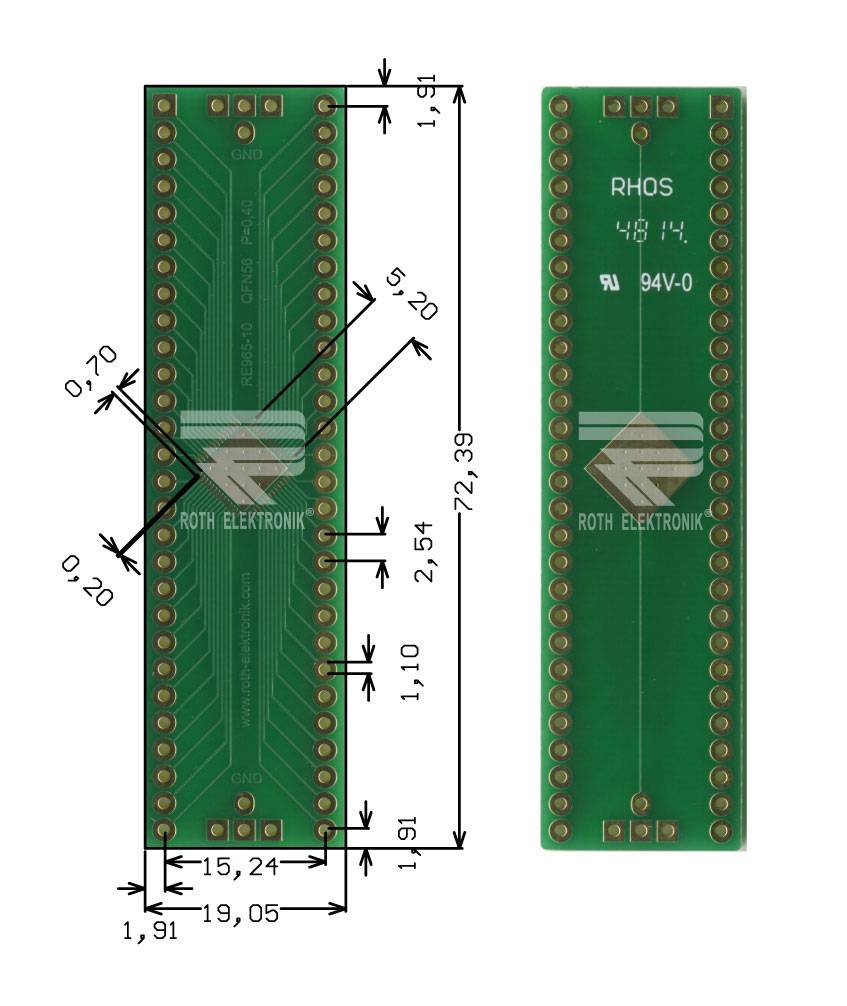 Roth Elektronik RE965-10 Multiadapter QFN56 P=0,40 mm RM 2,54 mm