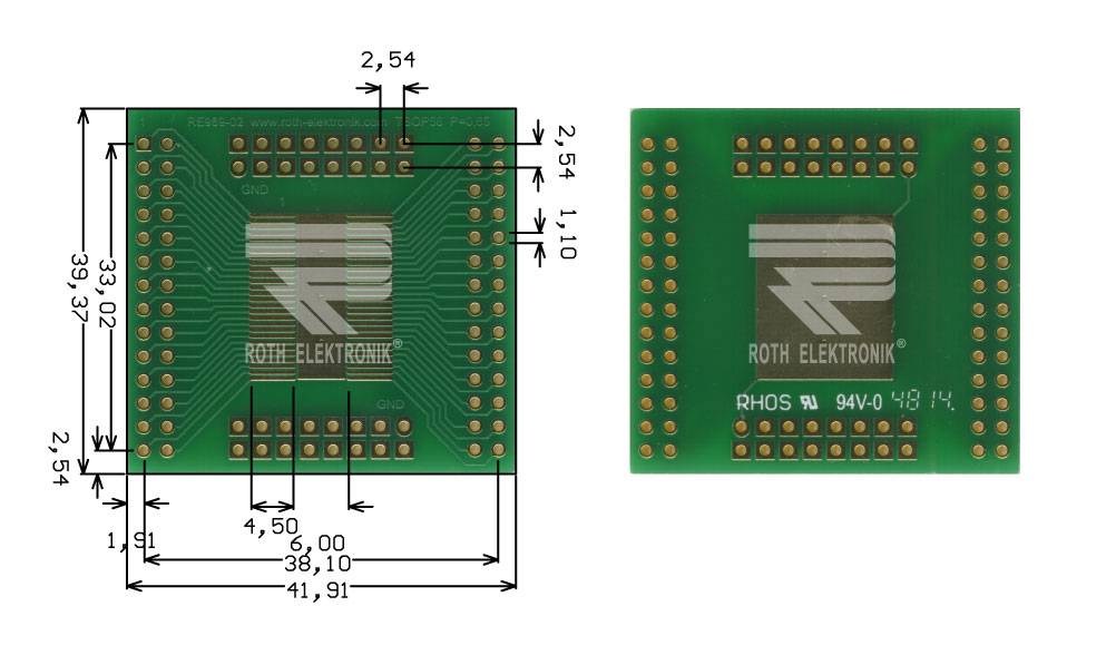 Roth Elektronik RE969-02 Adapter TSOP56 P=0,65 mm RM 2,54 mm