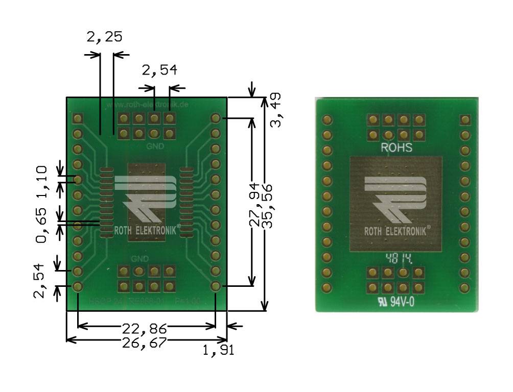 Roth Elektronik RE968-01 Adapter HSOP24 P=1,00 mm RM 2,54 mm