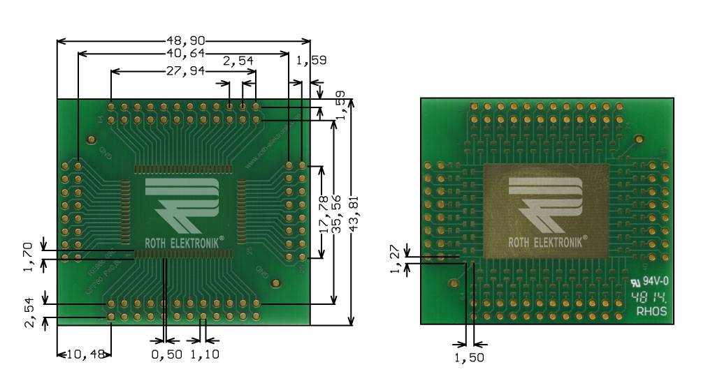 Roth Elektronik RE966-03E Adapter QFP80 P=0,80 mm RM 2,54 mm