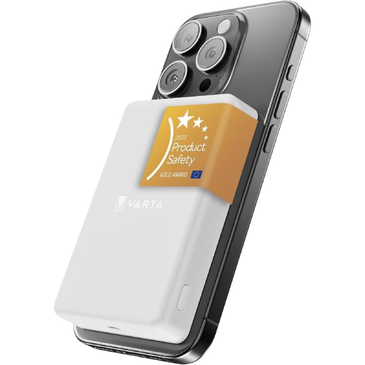 Varta Akku Powerbank 5.000 mAh mit WIreless Charger und USB Typ-C Anschluss in Weiß