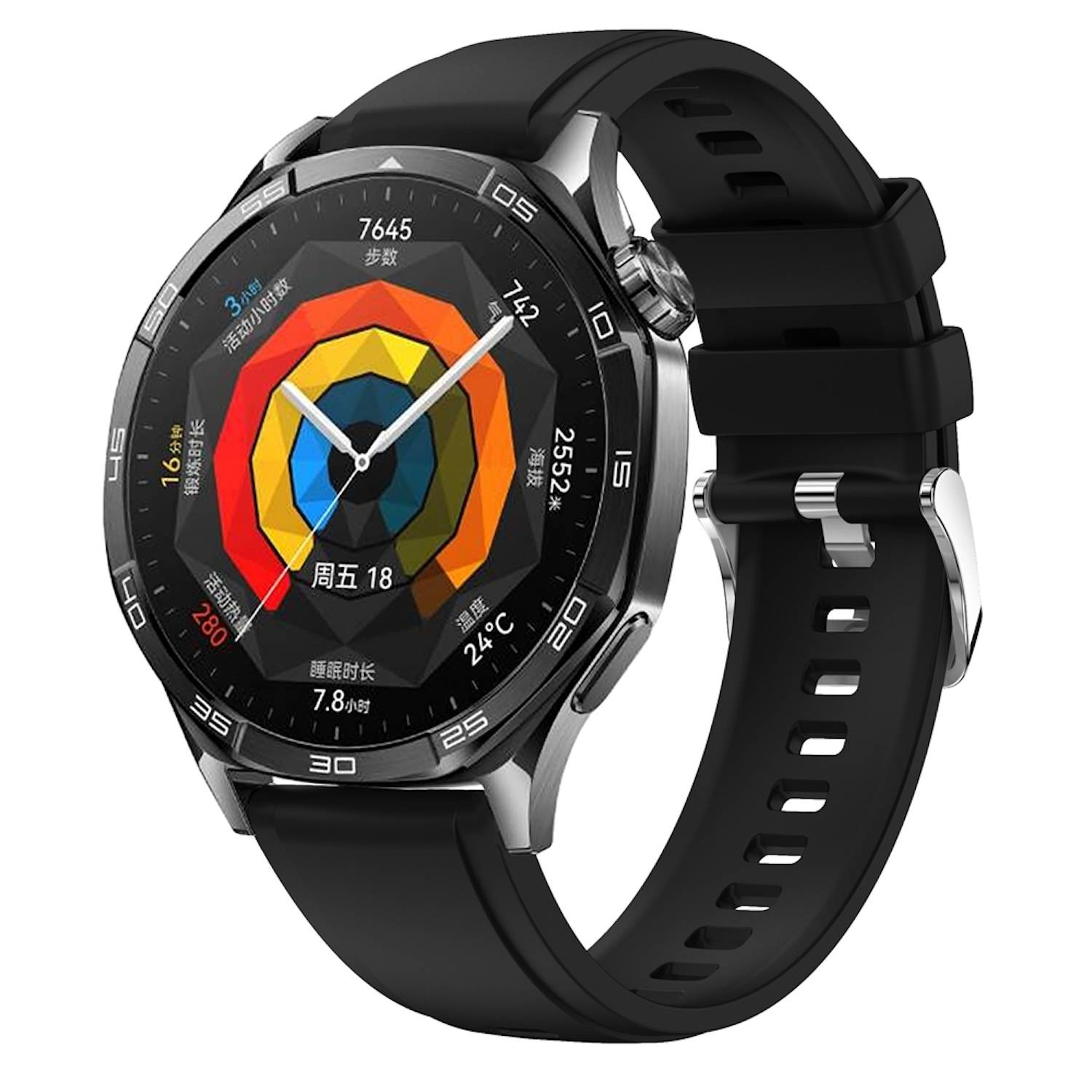 Für Huawei Watch GT 5 46mm Design 18mm Sport Silikon Smart Watch Armband Schwarz