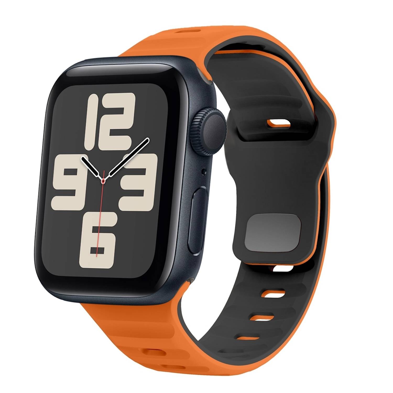 Für Apple Watch SE 2023 40mm Silikon Design Wellenstruktur Armband Orange / Schwarz