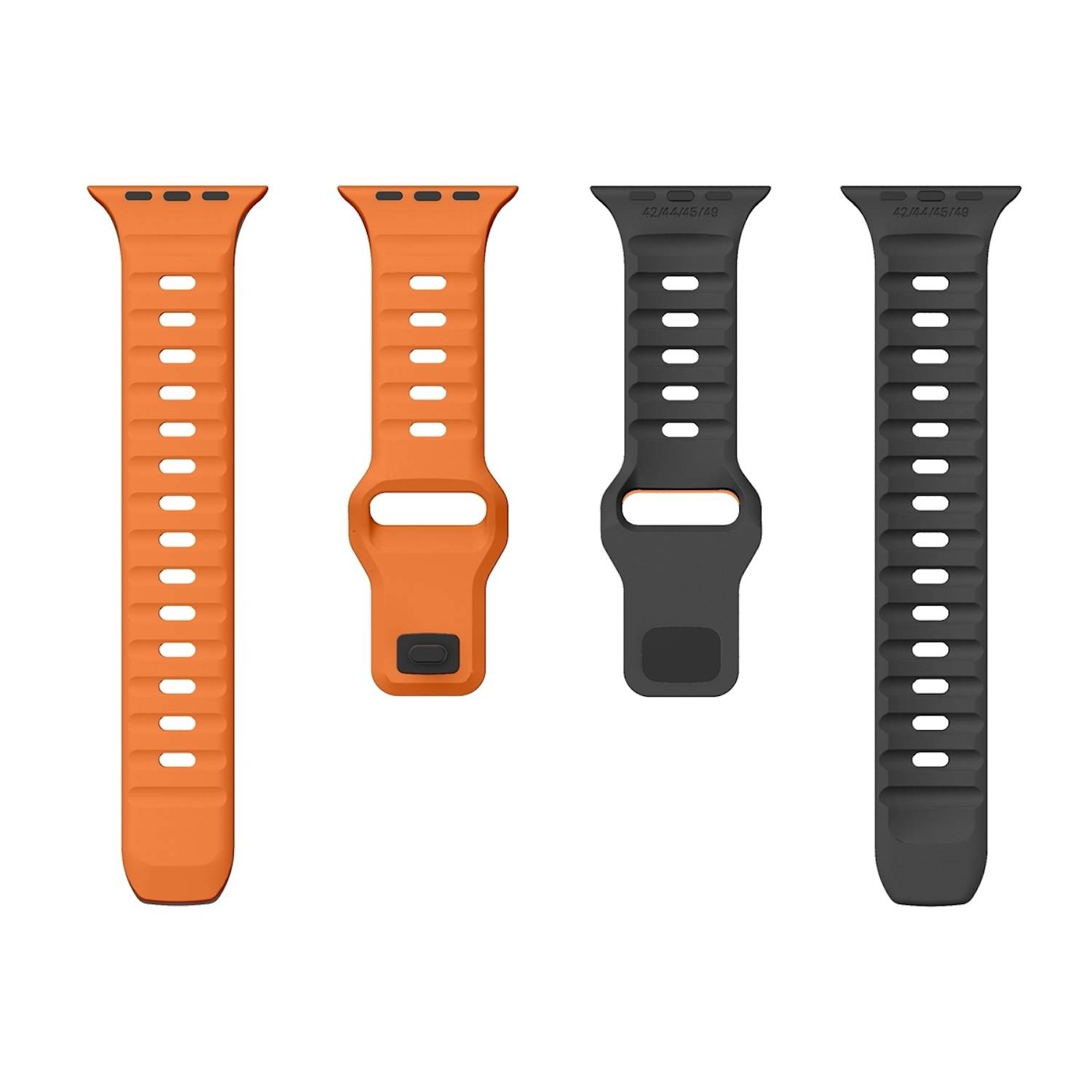 Für Apple Watch SE 2023 40mm Silikon Design Wellenstruktur Armband Orange / Schwarz
