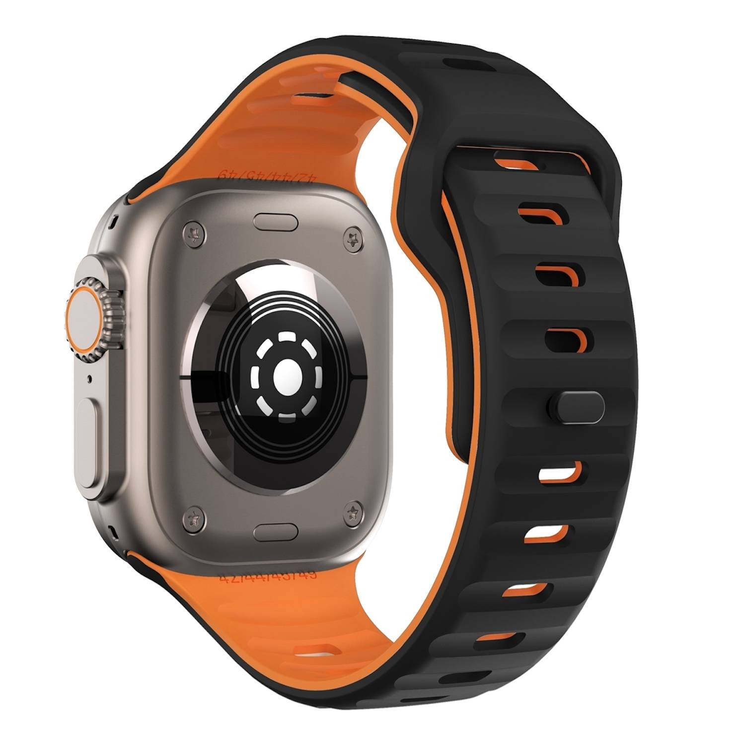 Für Apple Watch Ultra 2 / 1 49mm Silikon Design Wellenstruktur Armband Schwarz / Orange