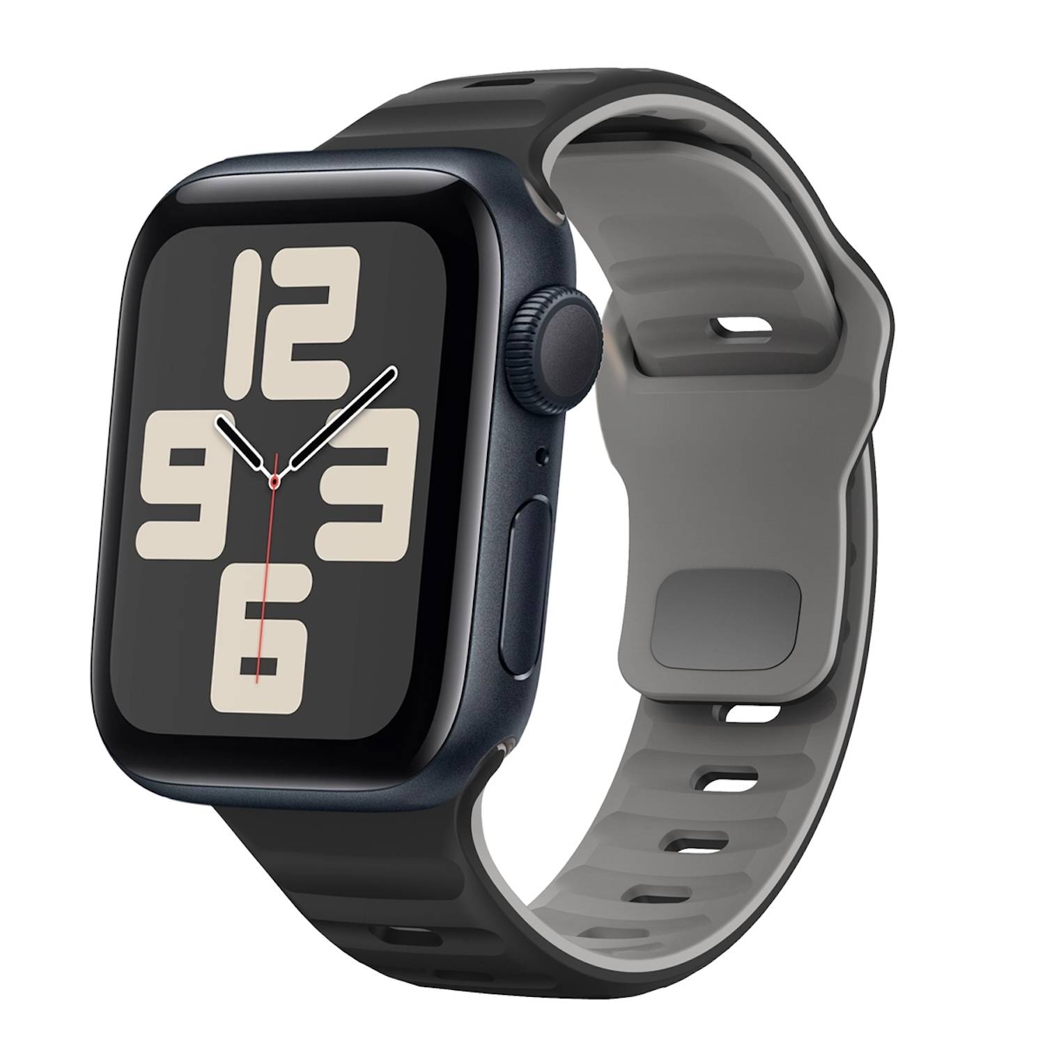 Für Apple Watch SE 2023 44mm Silikon Wellenstruktur Armband Schwarz