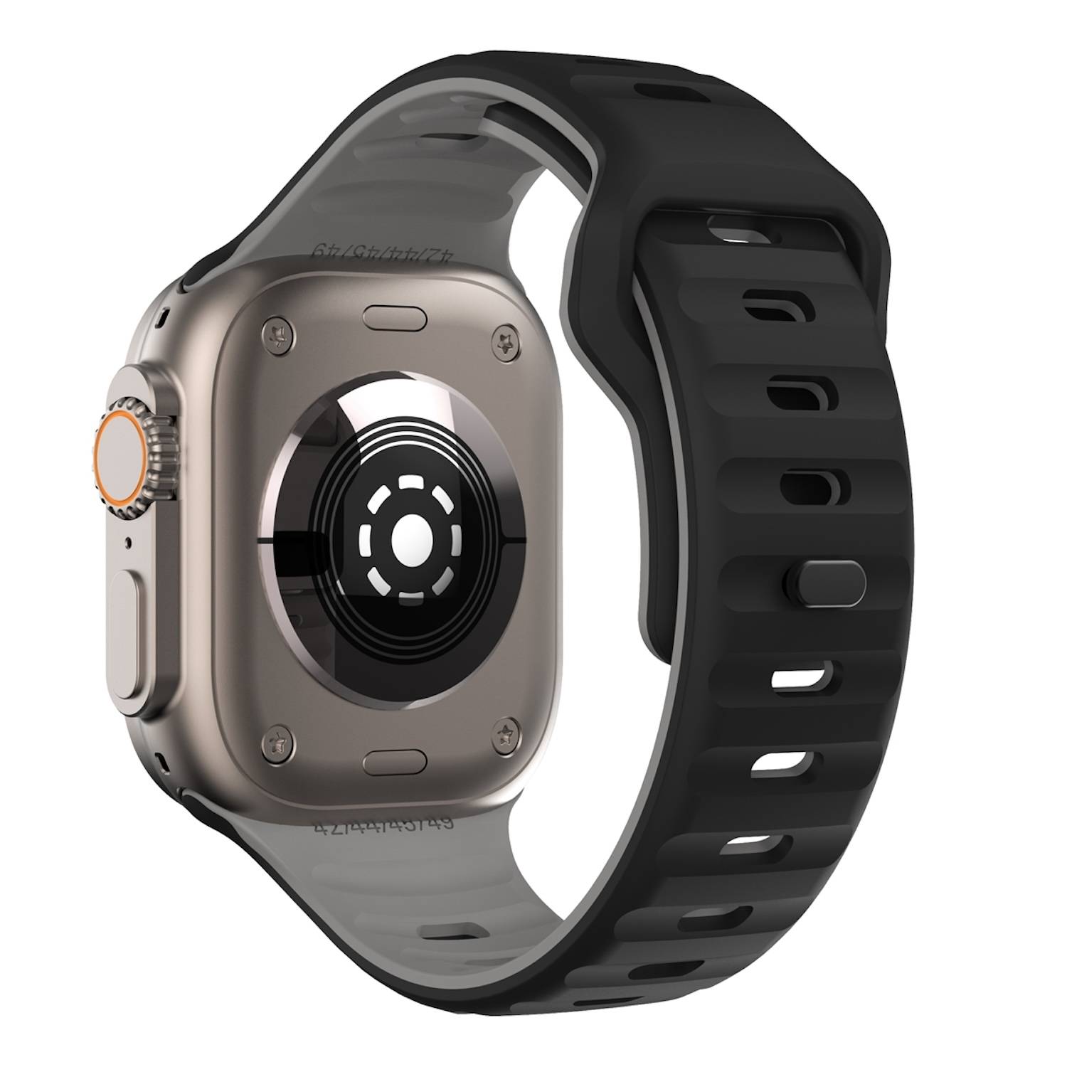 Für Apple Watch Ultra 2 / 1 49mm Silikon Design Wellenstruktur Armband Schwarz / Grau