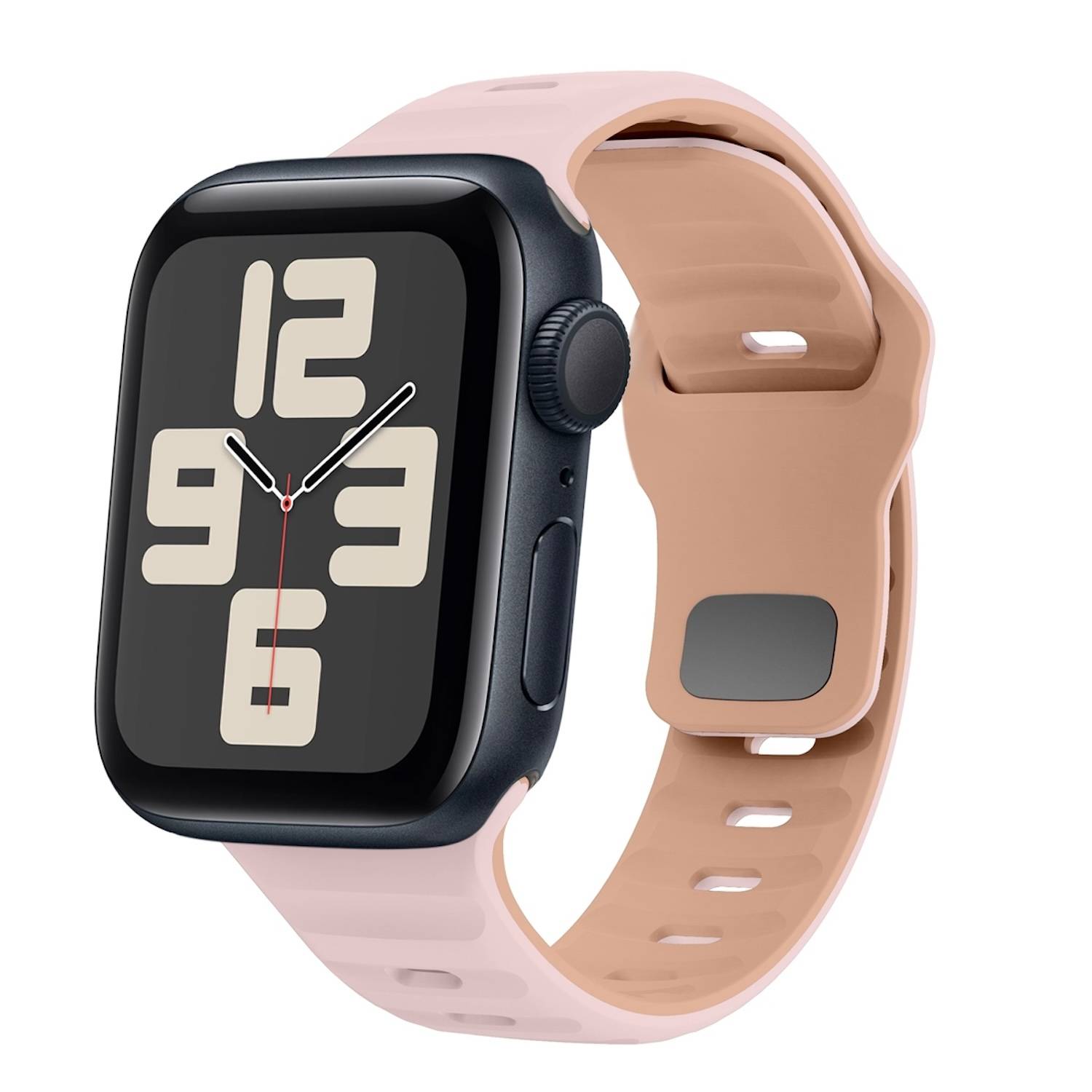 Für Apple Watch SE 2023 44mm Silikon Wellenstruktur Armband Rosa