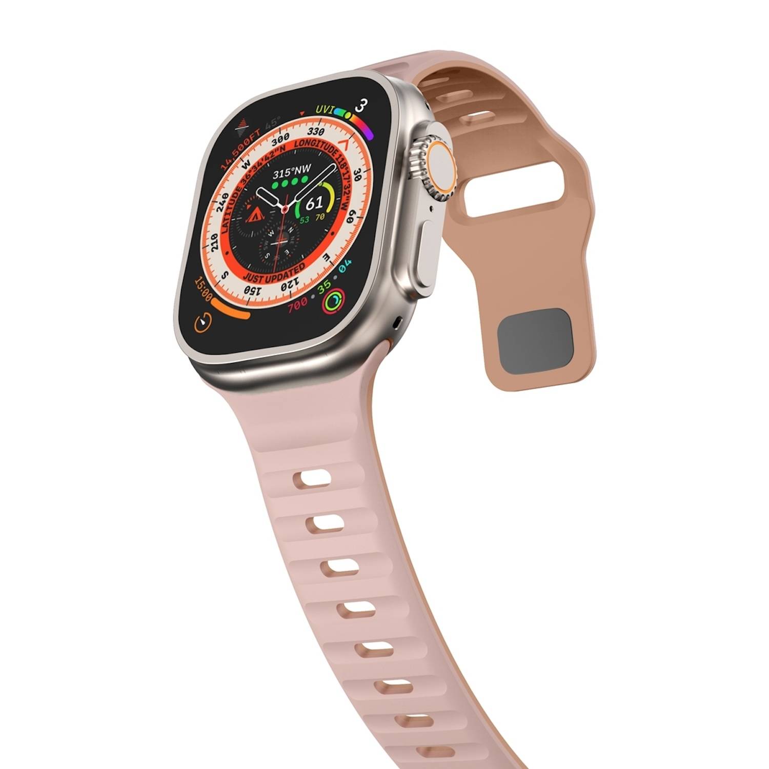 Für Apple Watch SE 2023 44mm Silikon Wellenstruktur Armband Rosa