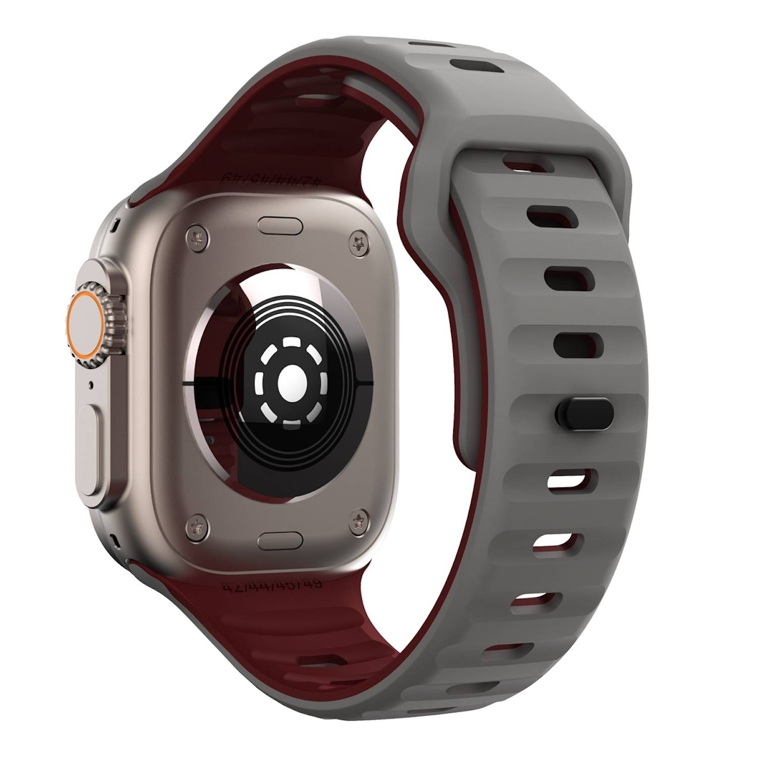 Für Apple Watch Ultra 2 / 1 49mm Silikon Design Wellenstruktur Armband Grau / Weinrot