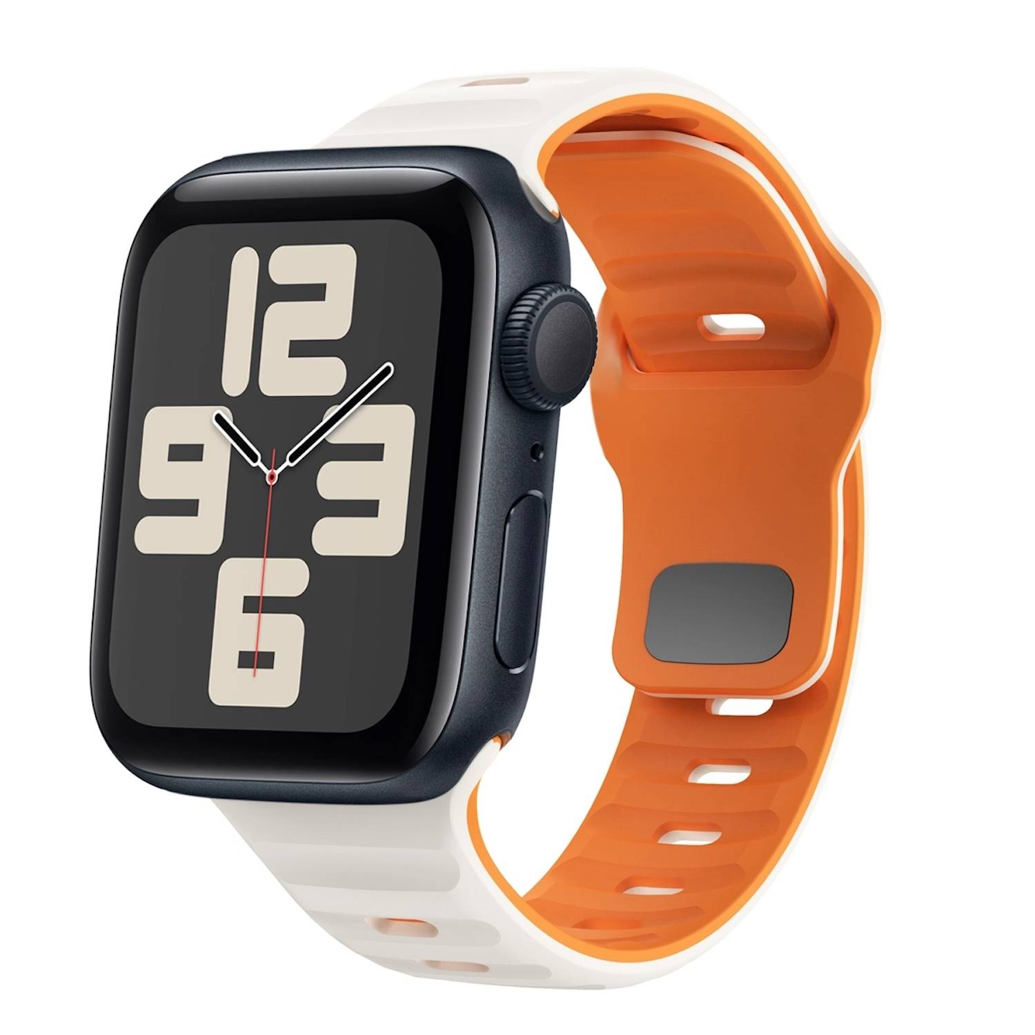 Für Apple Watch SE 2023 44mm Silikon Design Wellenstruktur Armband Beige / Orange