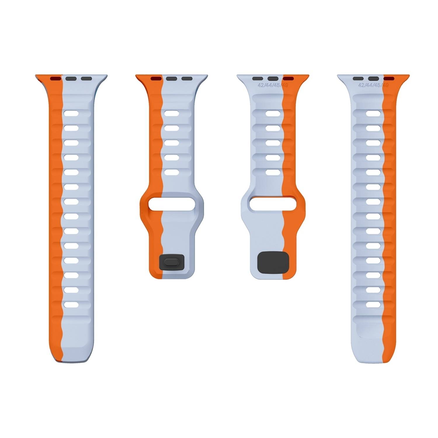 Für Apple Watch Ultra 2 / 1 49mm Silikon Design Wellenstruktur Armband Orange / Grau