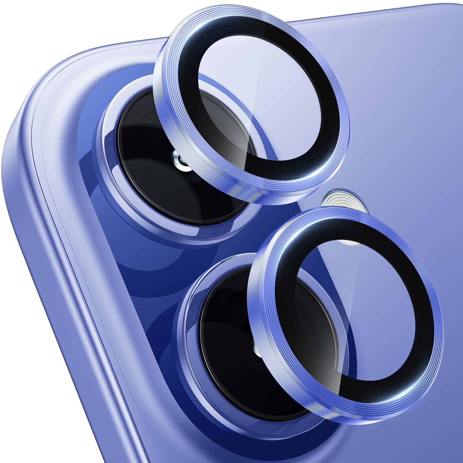 Für Apple iPhone 16 / 16 Plus Aluminium Ring + H9 Hart Glas Dunkelblau