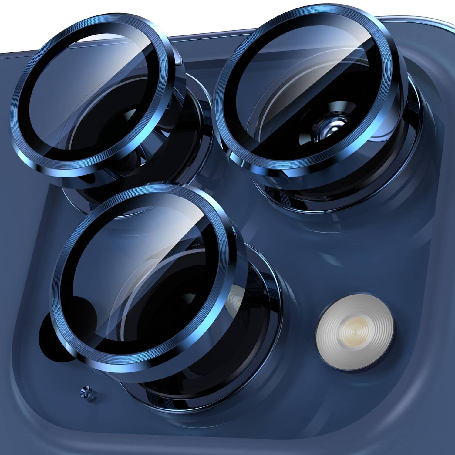 Für Apple iPhone 16 Pro / 16 Pro Max Aluminium Ring + H9 Glas D- Blau