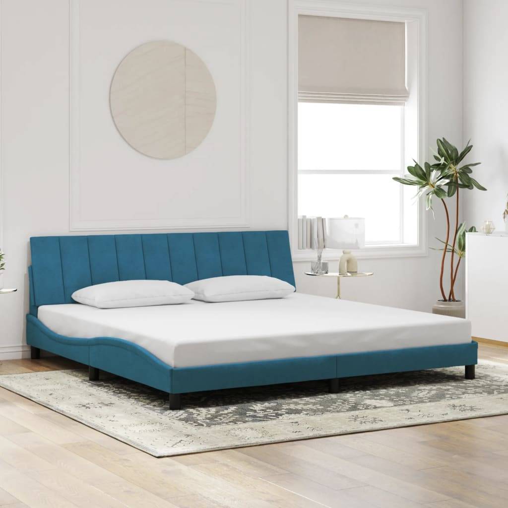 vidaXL Bettgestell ohne Matratze "Hanko" Blau 200x200 cm Samt