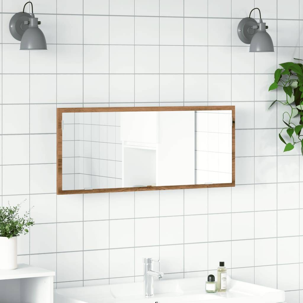 vidaXL LED-Badspiegel Artisan-Eiche 100x8,5x37 cm Holzwerkstoff