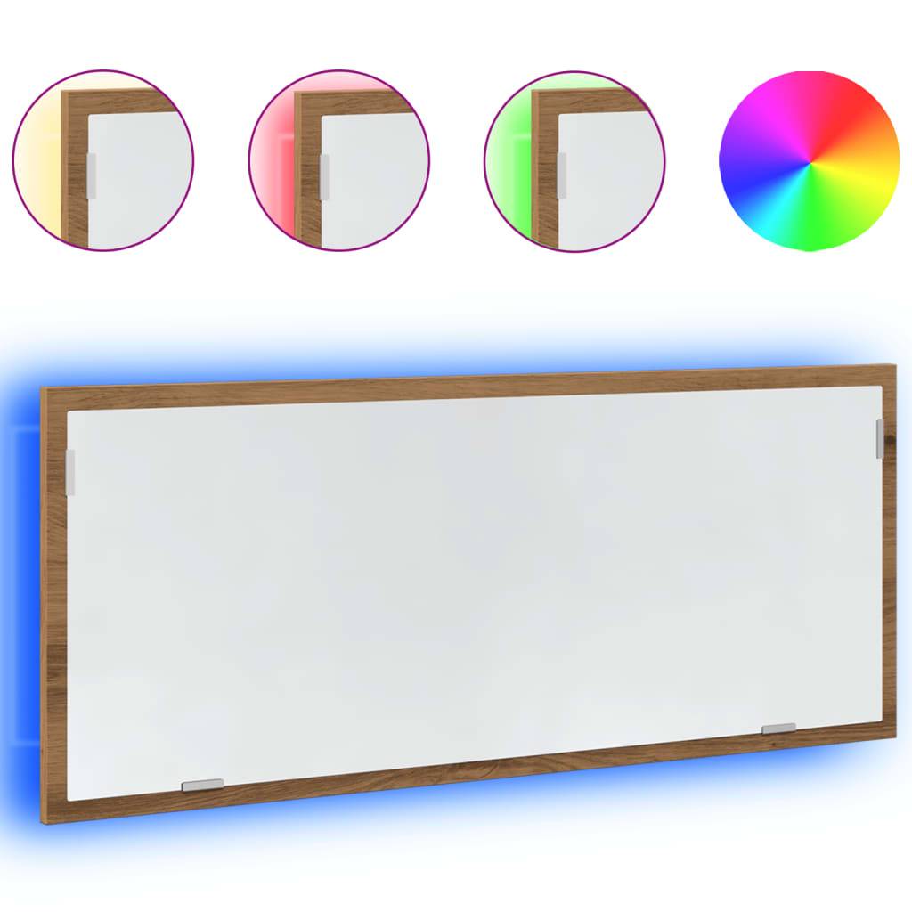 vidaXL LED-Badspiegel Artisan-Eiche 100x8,5x37 cm Holzwerkstoff
