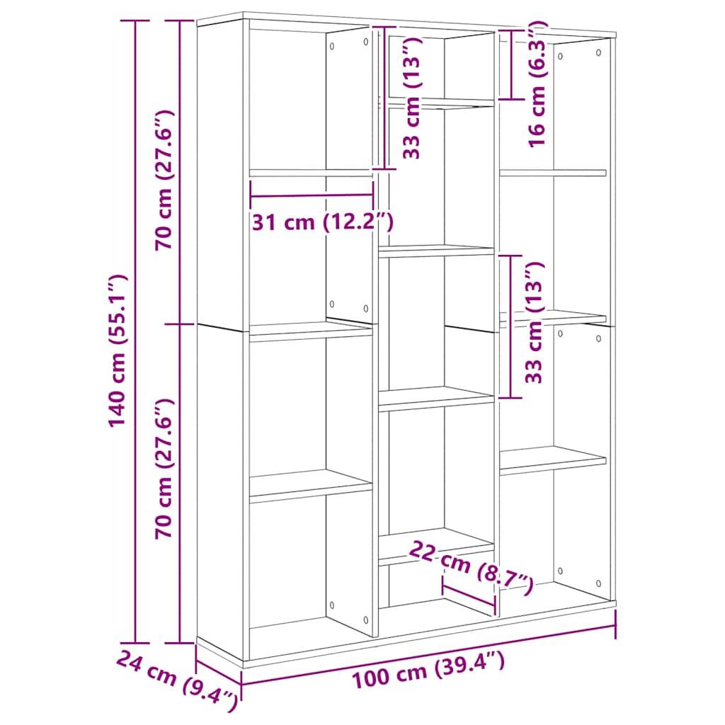 vidaXL Raumteiler/Bücherregal Artisan-Eiche 100x24x140cm Holzwerkstoff