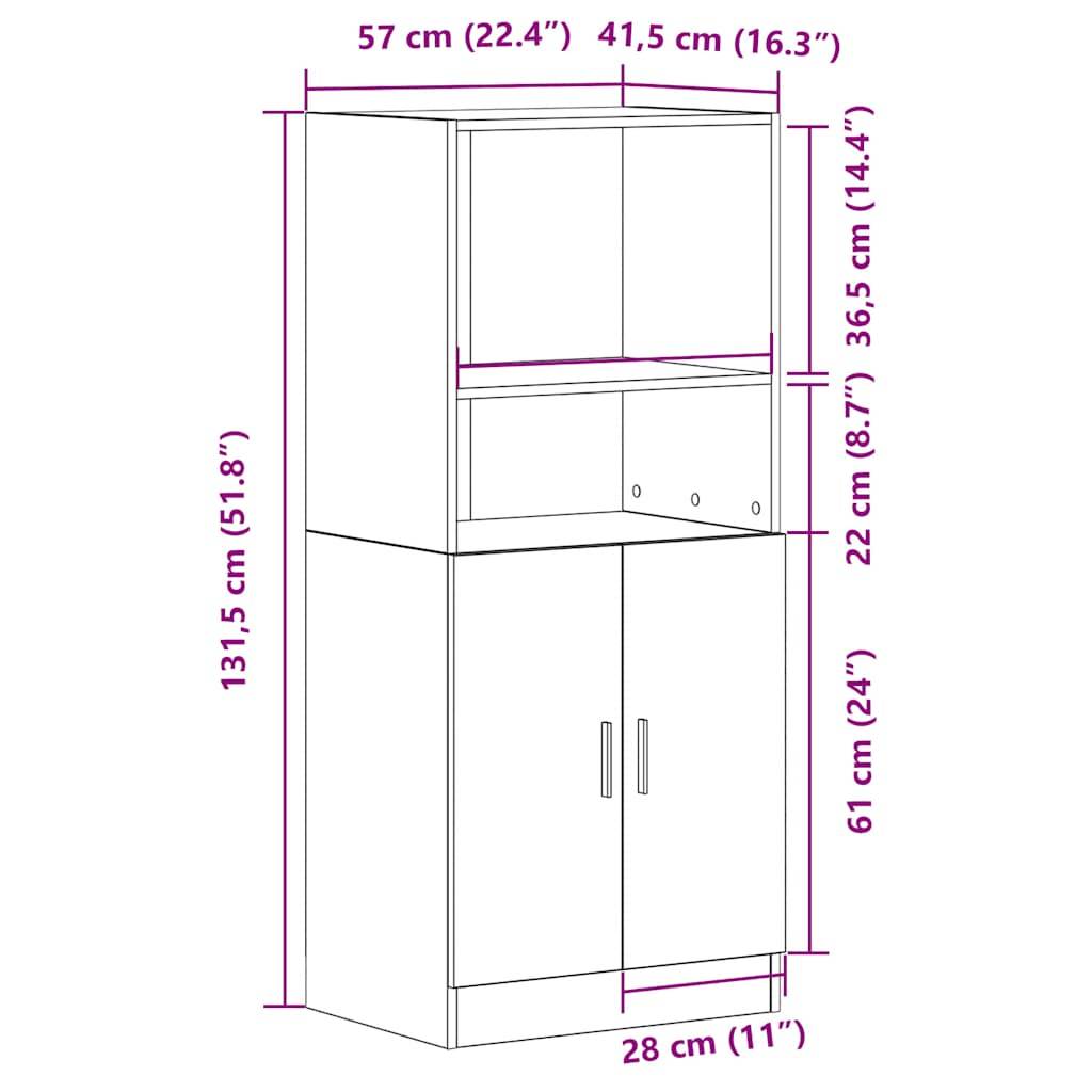 vidaXL Küchenschrank Weiß 57x41,5x131,5 cm Holzwerkstoff