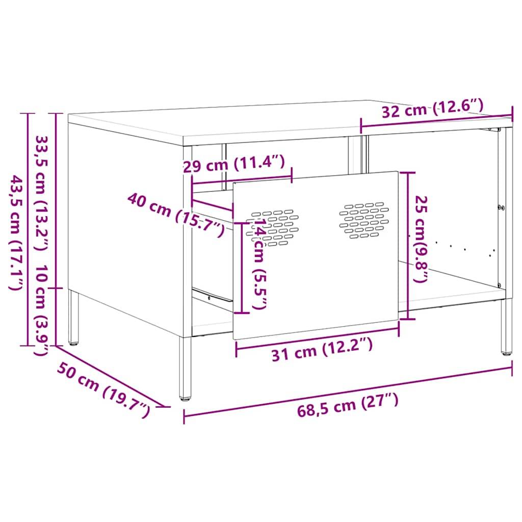 vidaXL Couchtisch Rosa 68,5x50x43,5 cm Kaltgewalzter Stahl