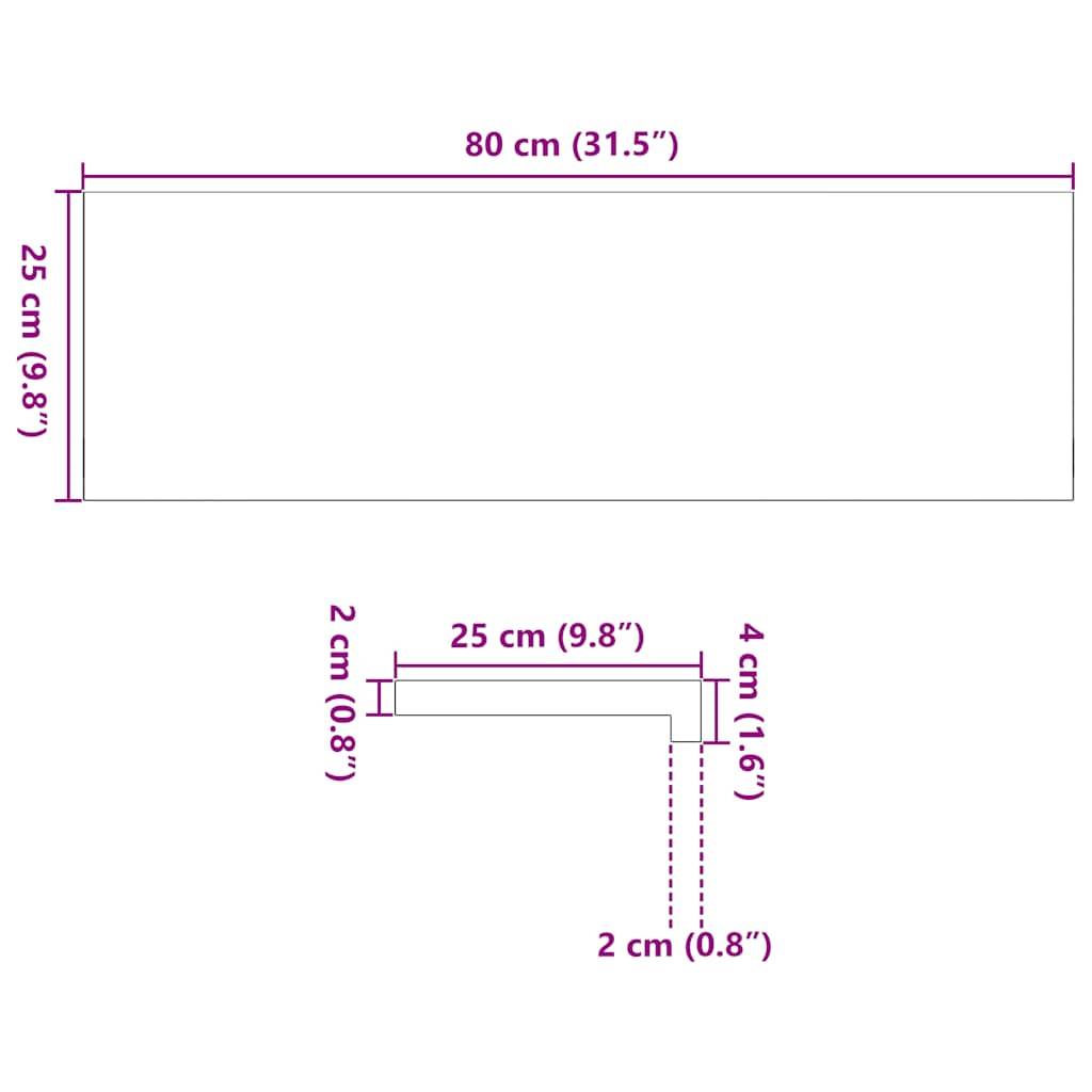 vidaXL Fensterbänke 2 Stk. Unbehandelt 80x25x2 cm Massivholz Eiche