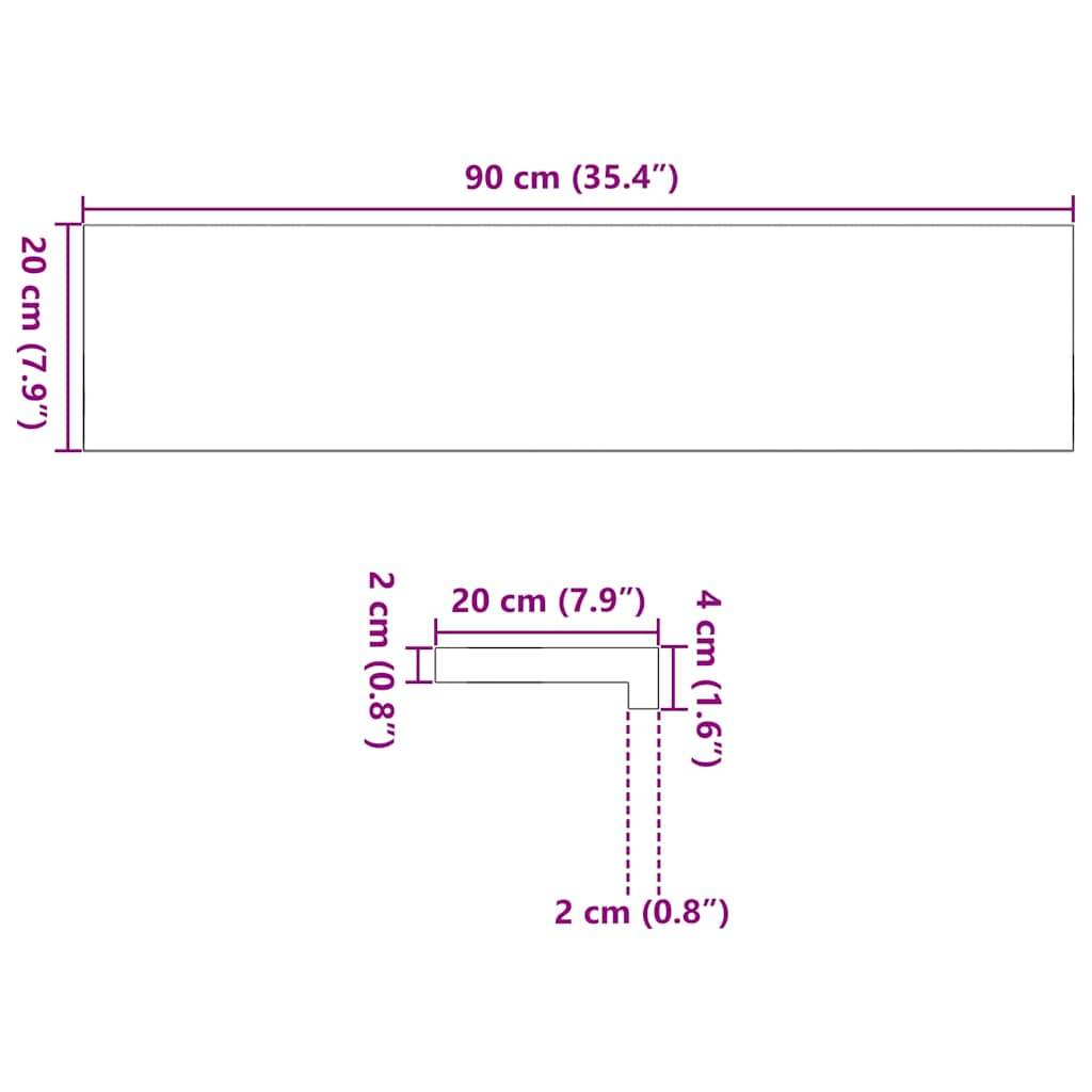 vidaXL Fensterbänke 2 Stk. Dunkelbraun 90x20x2 cm Massivholz Eiche