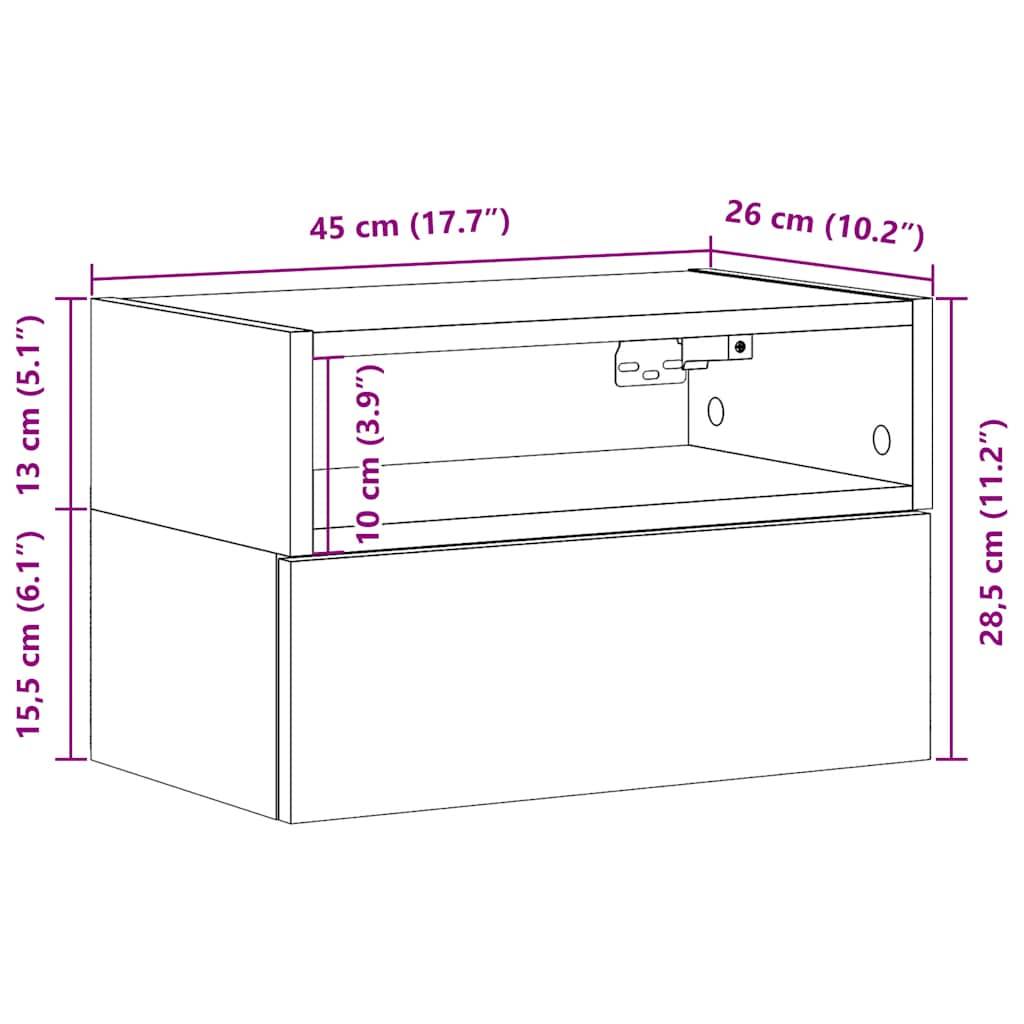 vidaXL Wand-Nachttische 2 Stk. Räuchereiche 45x26x28,5 cm