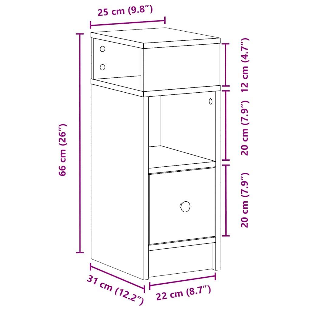 vidaXL Nachttische 2 Stk. mit Schublade Altholz-Optik 25x31x66 cm