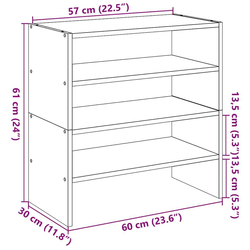 vidaXL Schuhregale 2 Stk. Stapelbar Sonoma-Eiche 60x30x30,5 cm