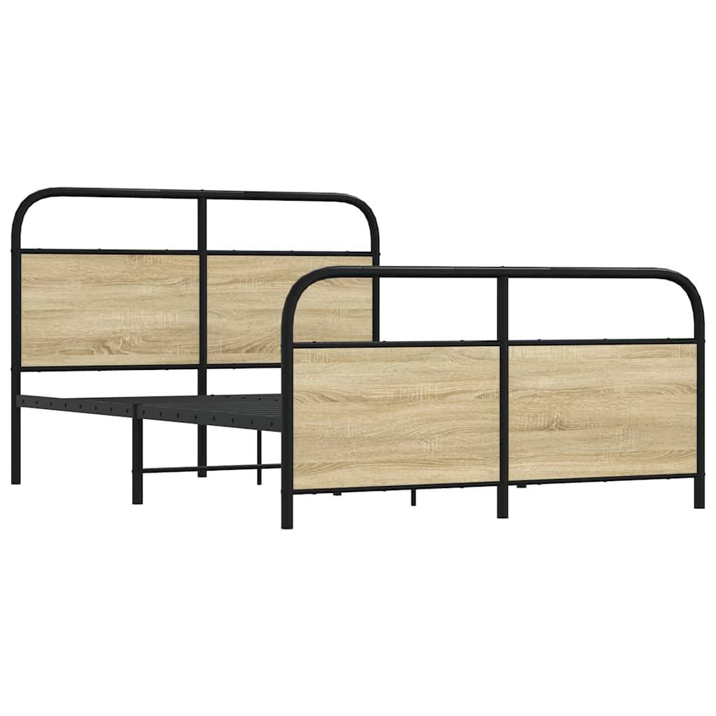 vidaXL Metallbett ohne Matratze Sonoma-Eiche 140x200 cm