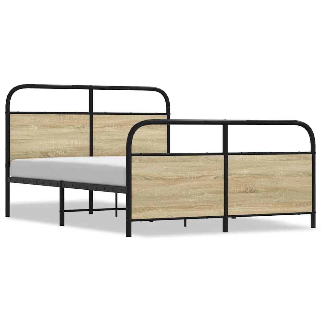 vidaXL Metallbett ohne Matratze Sonoma-Eiche 140x200 cm