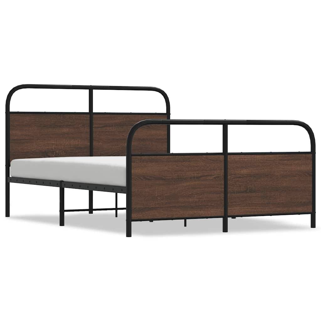 vidaXL Metallbett ohne Matratze Braun Eichen-Optik 140x190 cm