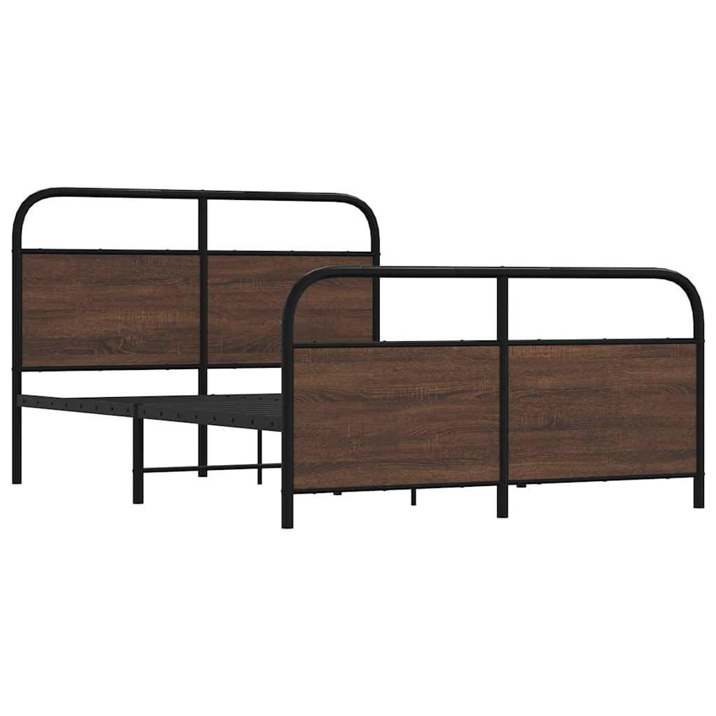 vidaXL Metallbett ohne Matratze Braun Eichen-Optik 140x190 cm