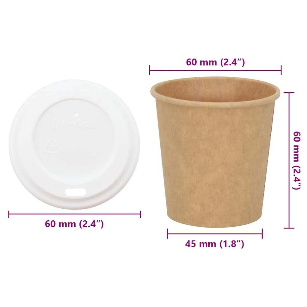 vidaXL Pappbecher mit Deckeln 1000 Stk. 4oz 100ml