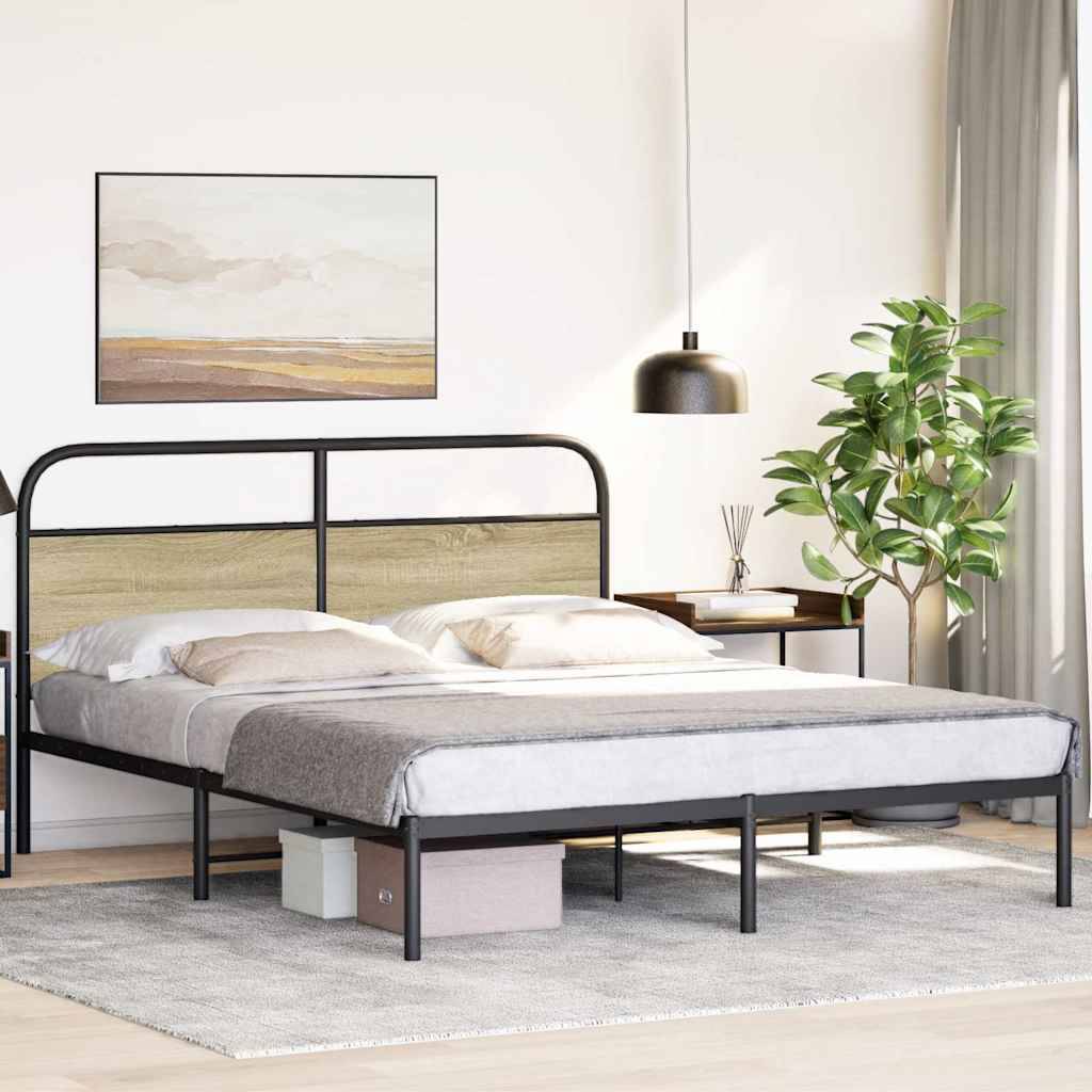 vidaXL Bettgestell ohne Matratze 150x200 cm Sonoma-Eiche Holzwerkstoff