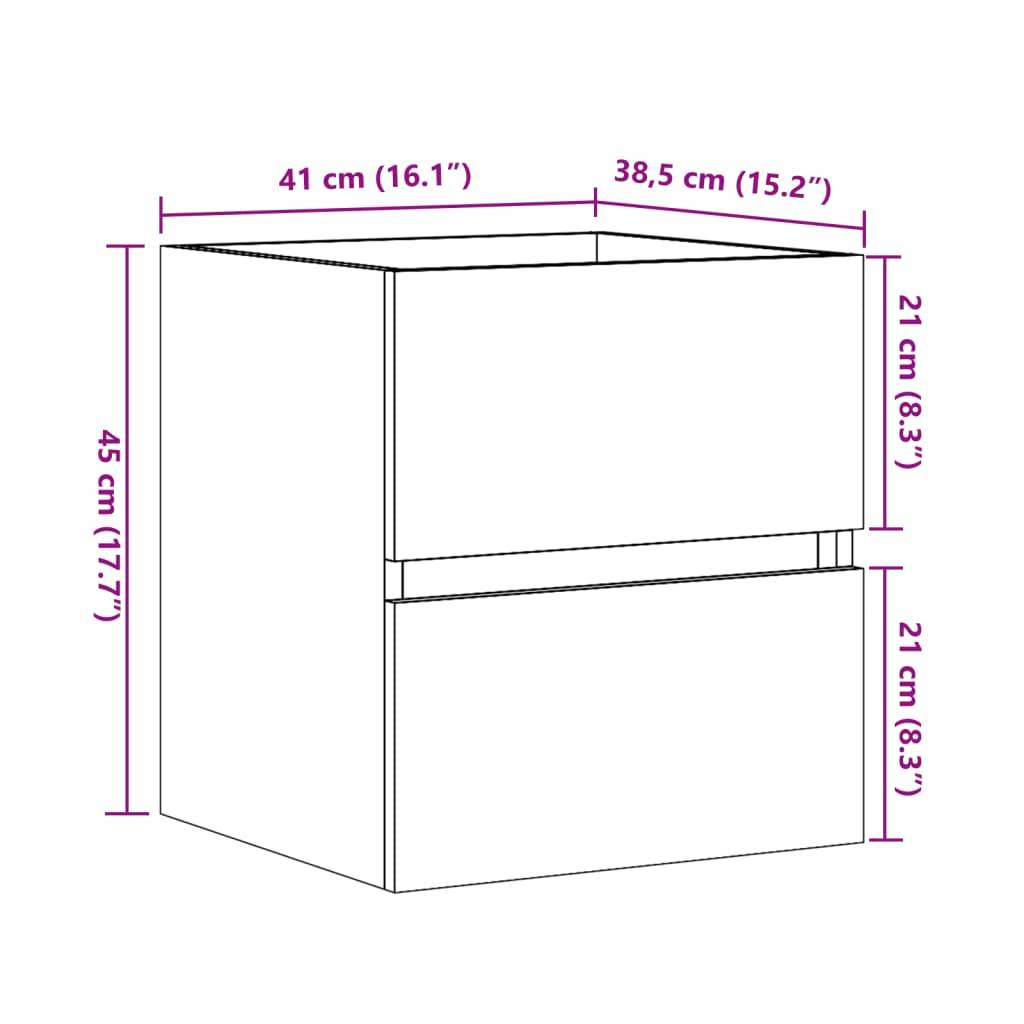 vidaXL Waschbeckenunterschrank Betongrau 41x38,5x45 cm Holzwerkstoff