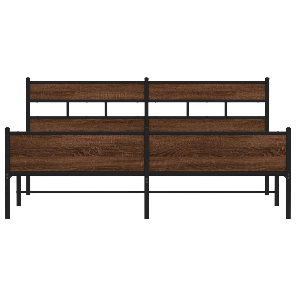 vidaXL Metallbett ohne Matratze Braun Eichen-Optik 200x200 cm