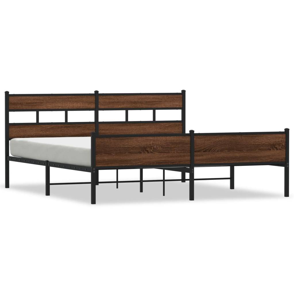 vidaXL Metallbett ohne Matratze Braun Eichen-Optik 200x200 cm