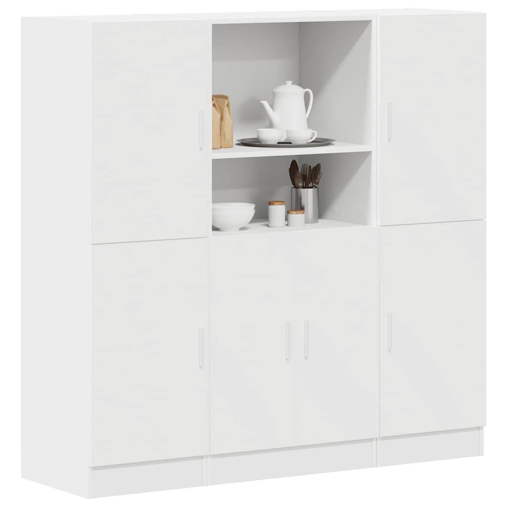 vidaXL 3-tlg. Küchenschrank-Set Weiß Holzwerkstoff