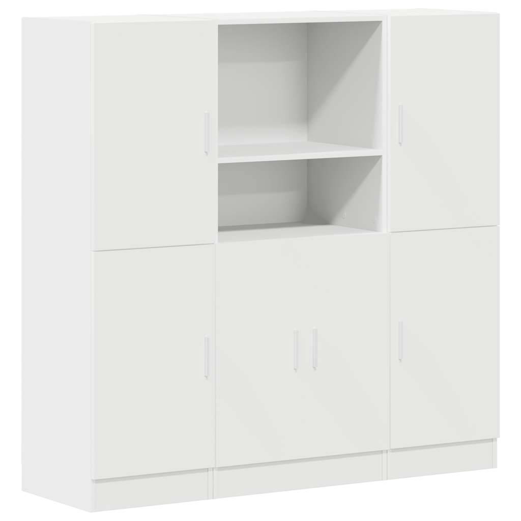 vidaXL 3-tlg. Küchenschrank-Set Weiß Holzwerkstoff