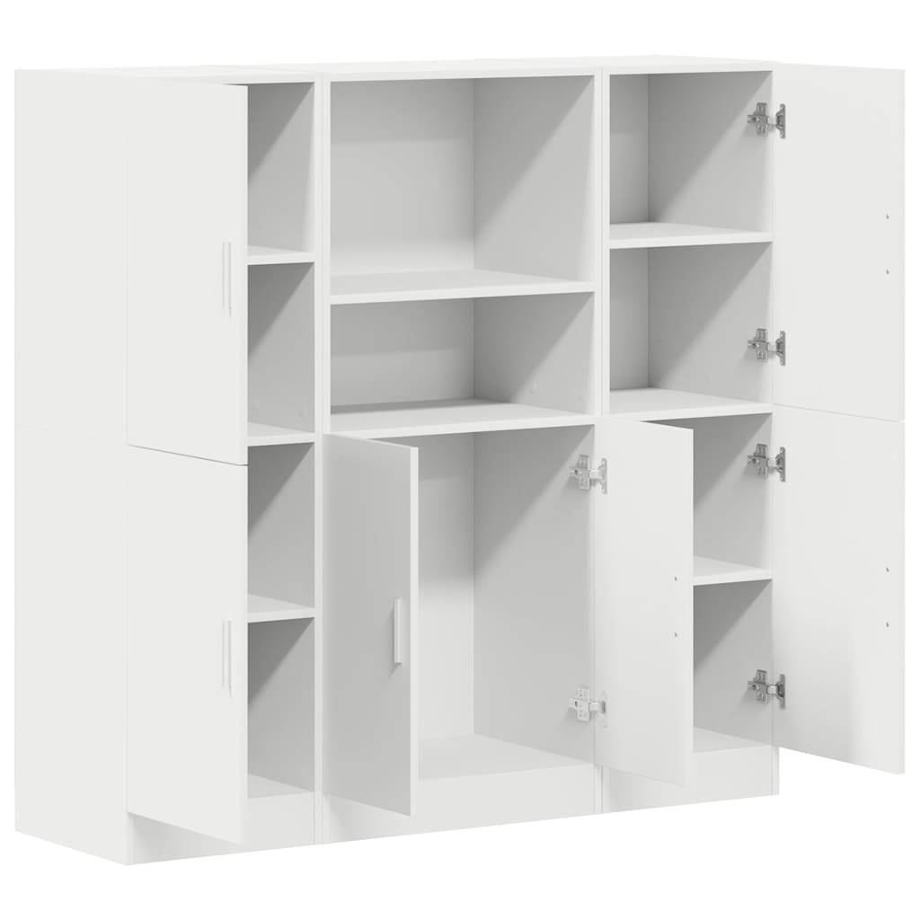 vidaXL 3-tlg. Küchenschrank-Set Weiß Holzwerkstoff
