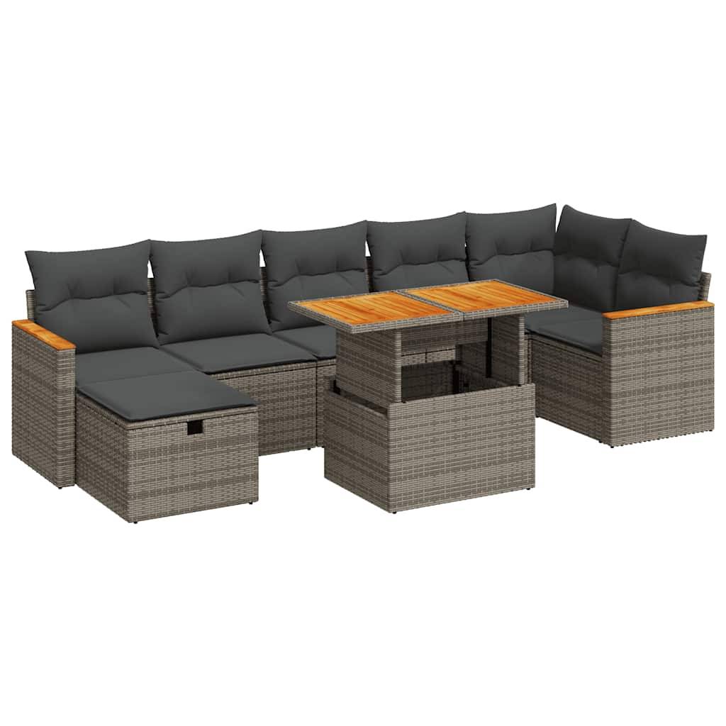vidaXL 5-tlg. Garten-Sofagarnitur mit Kissen Grau Poly Rattan