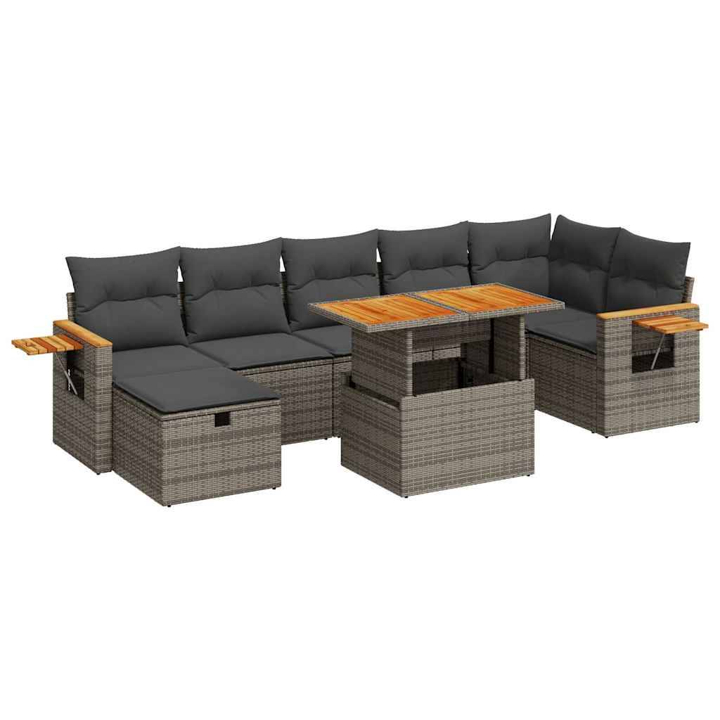vidaXL 5-tlg. Garten-Sofagarnitur mit Kissen Grau Poly Rattan