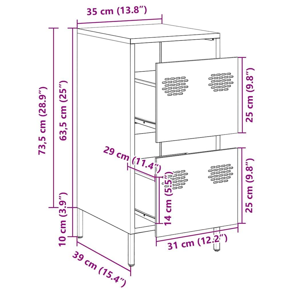 vidaXL Sideboard Rosa 35x39x73,5 cm Kaltgewalzter Stahl