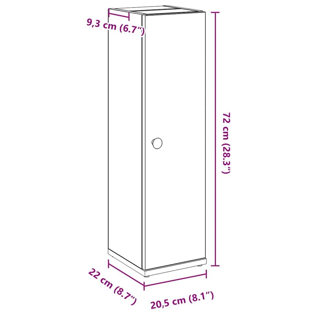vidaXL Badezimmerschrank mit Rollenhalter Grau Sonoma 20,5x22x72 cm