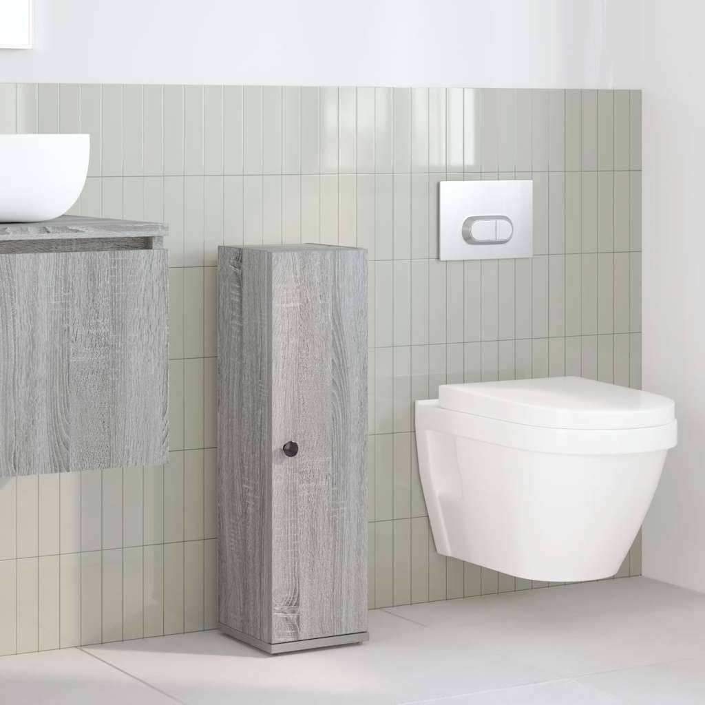 vidaXL Badezimmerschrank mit Rollenhalter Grau Sonoma 20,5x22x72 cm