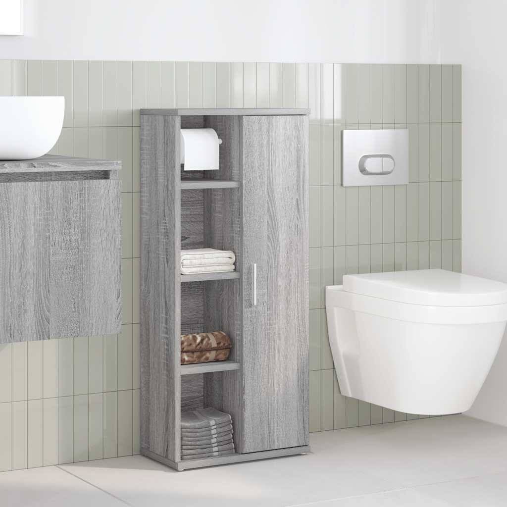 vidaXL Badezimmerschrank mit Rollenhalter Grau Sonoma 39x22x90 cm